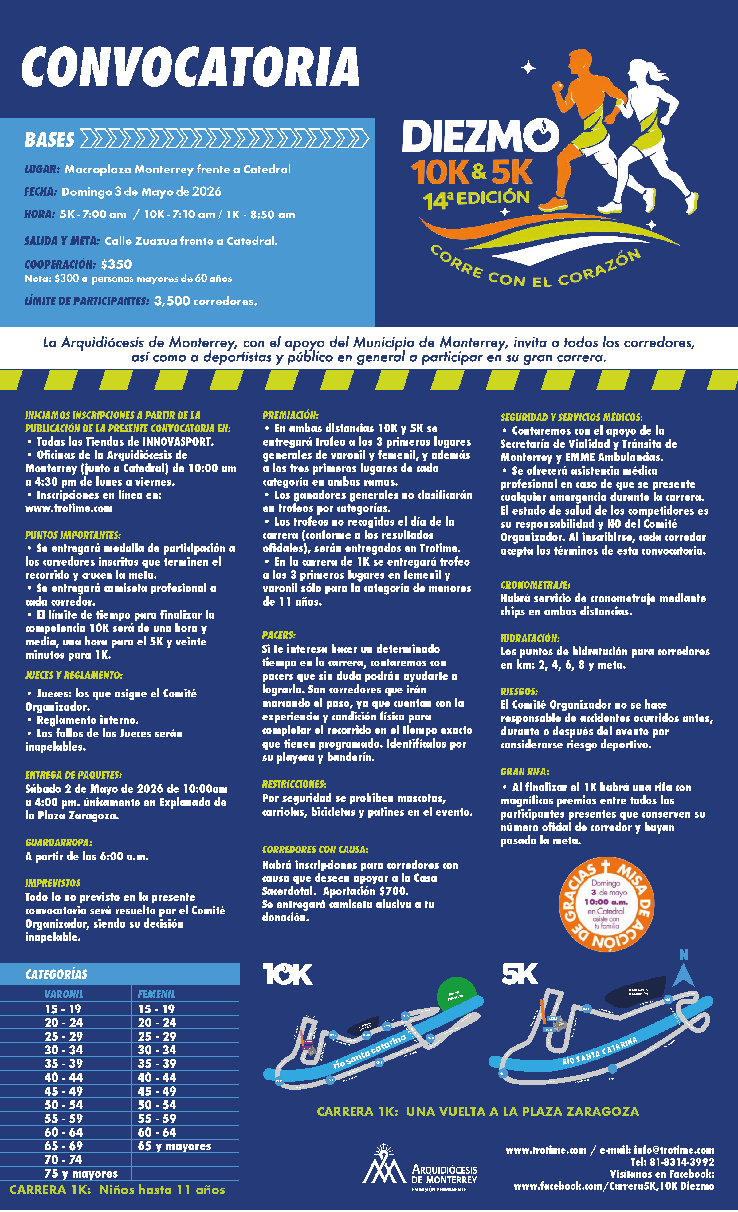 Convocatoria 1K, 5K y 10K Diezmo 2026