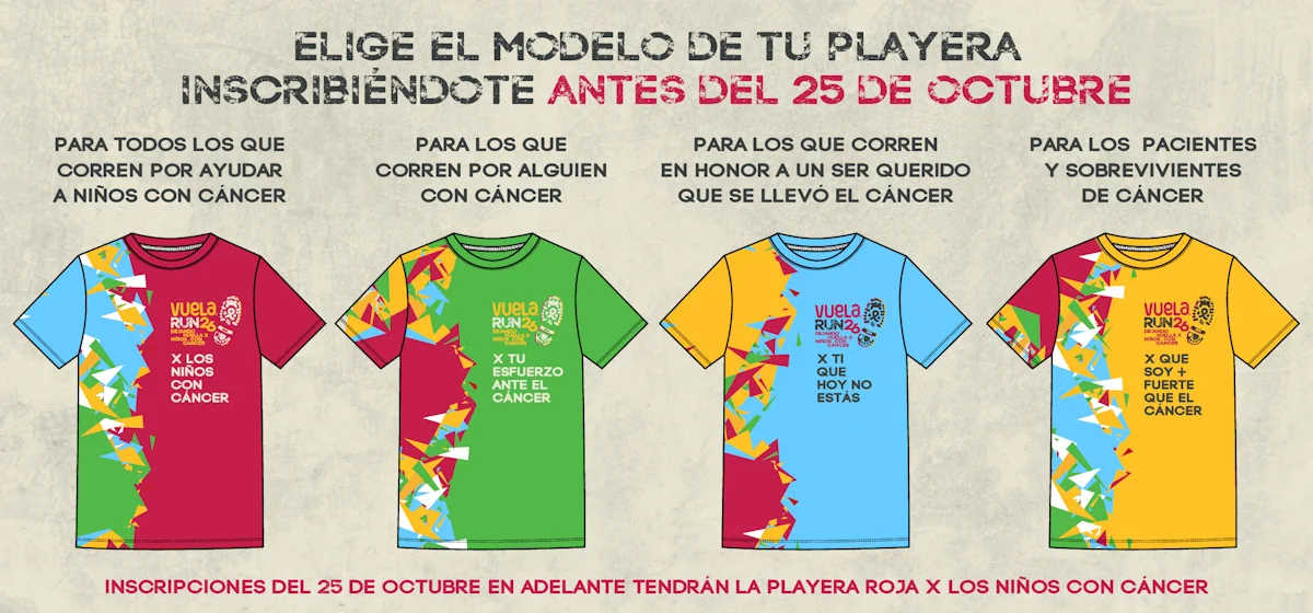 Modelos de playera de Vuela Run 2026