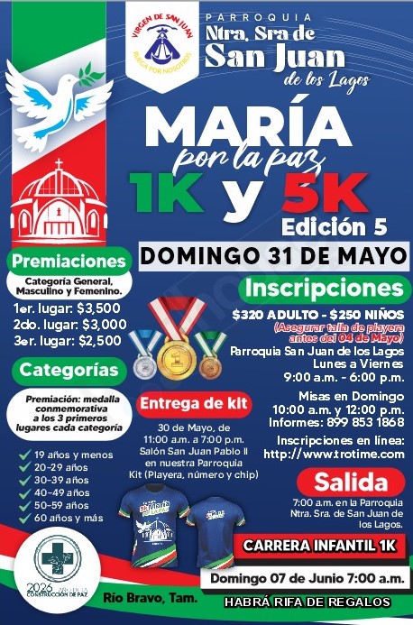 Convocatoria María por la paz 5K 2026