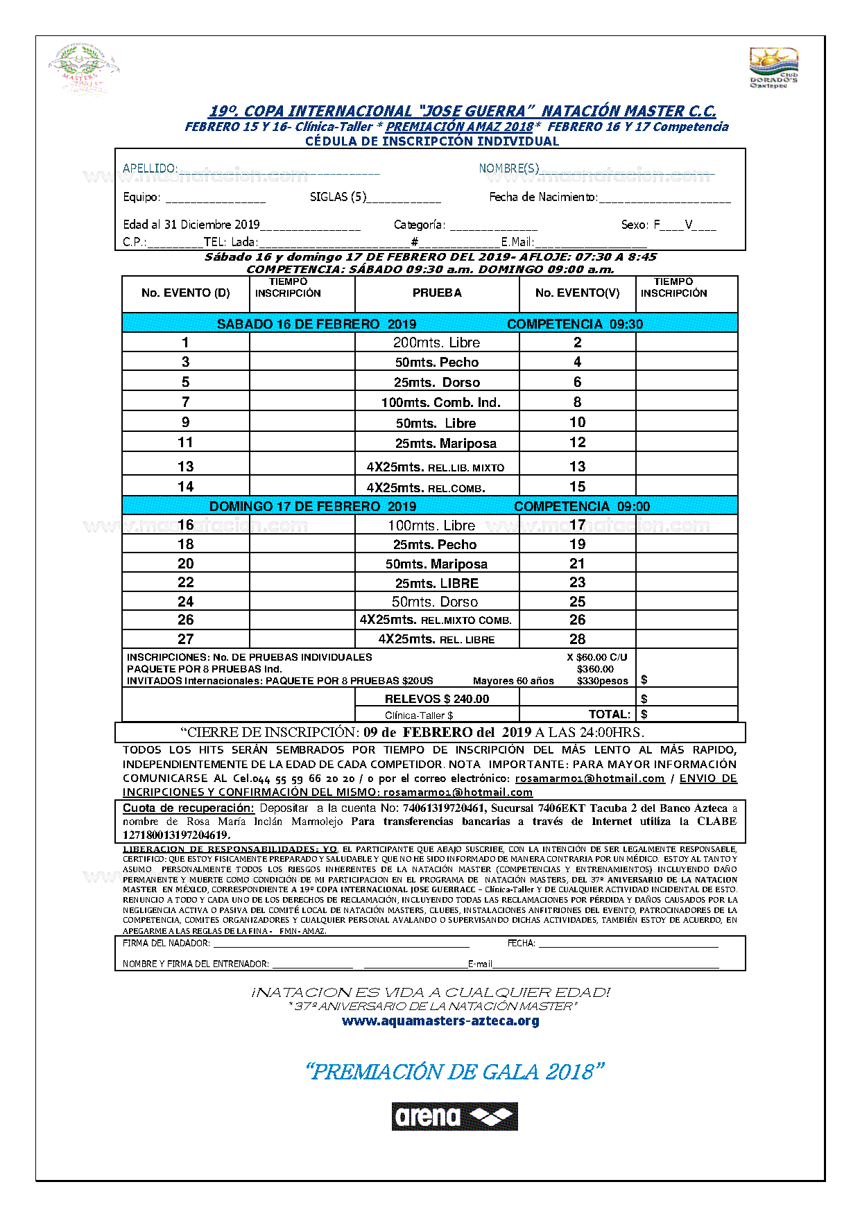 19ª Copa Internacional José Guerra Gonzalez Natación Pre Master Y Masters C. C. 2019 - Página 4