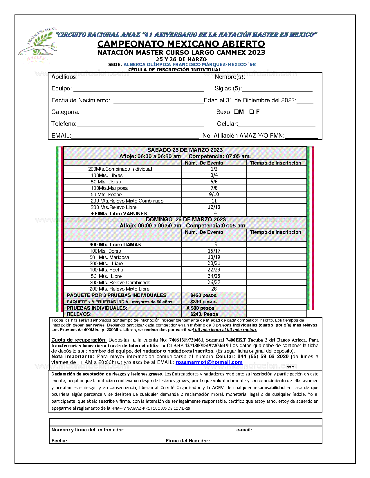 Campeonato Mexicano Abierto Natación Máster Curso Largo Cammex 2023 - Página 4