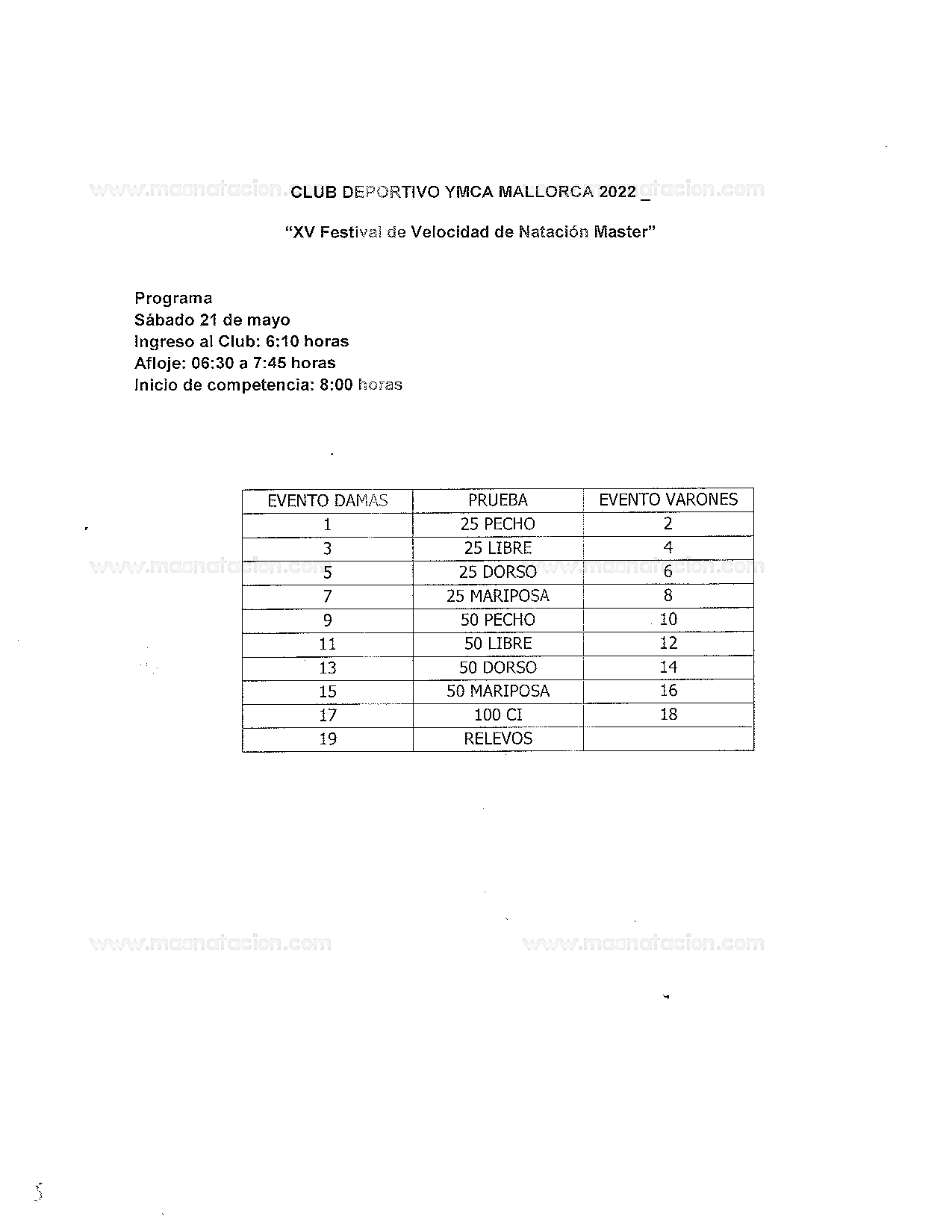 XV Festival de Velocidad de Natación Master Ymca 2022 - Página 5