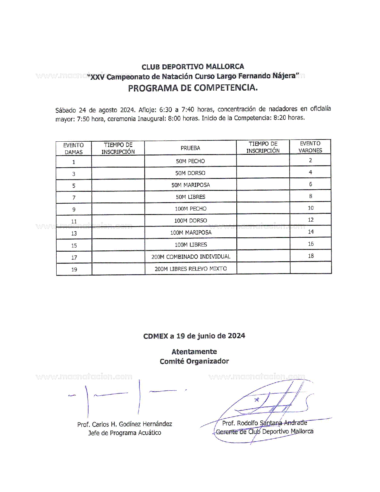 XXV Campeonato de Natación Curso Largo Fernando Najera 2024 - Página 4