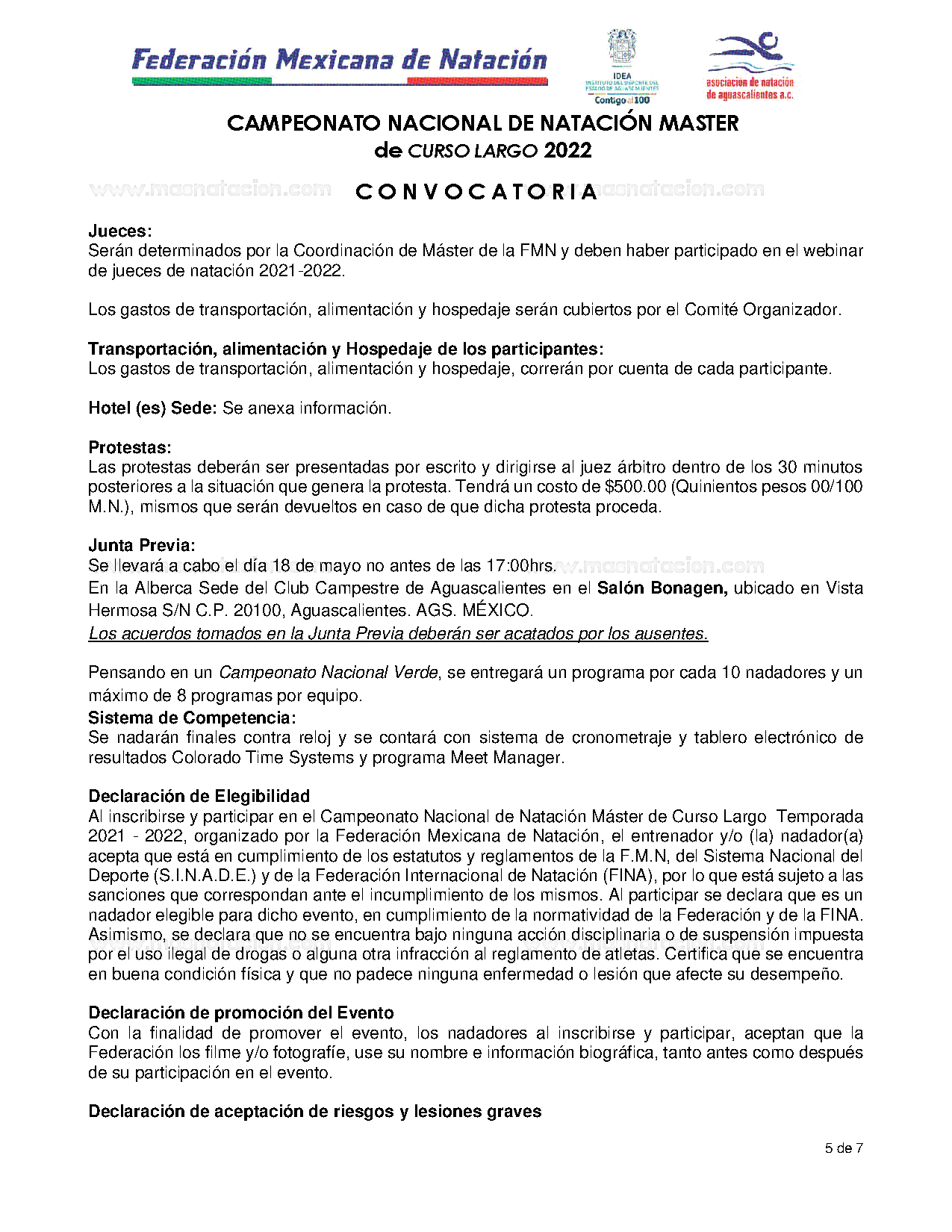 Campeonato Nacional De Natación Master de Curso Largo 2022 - Página 5