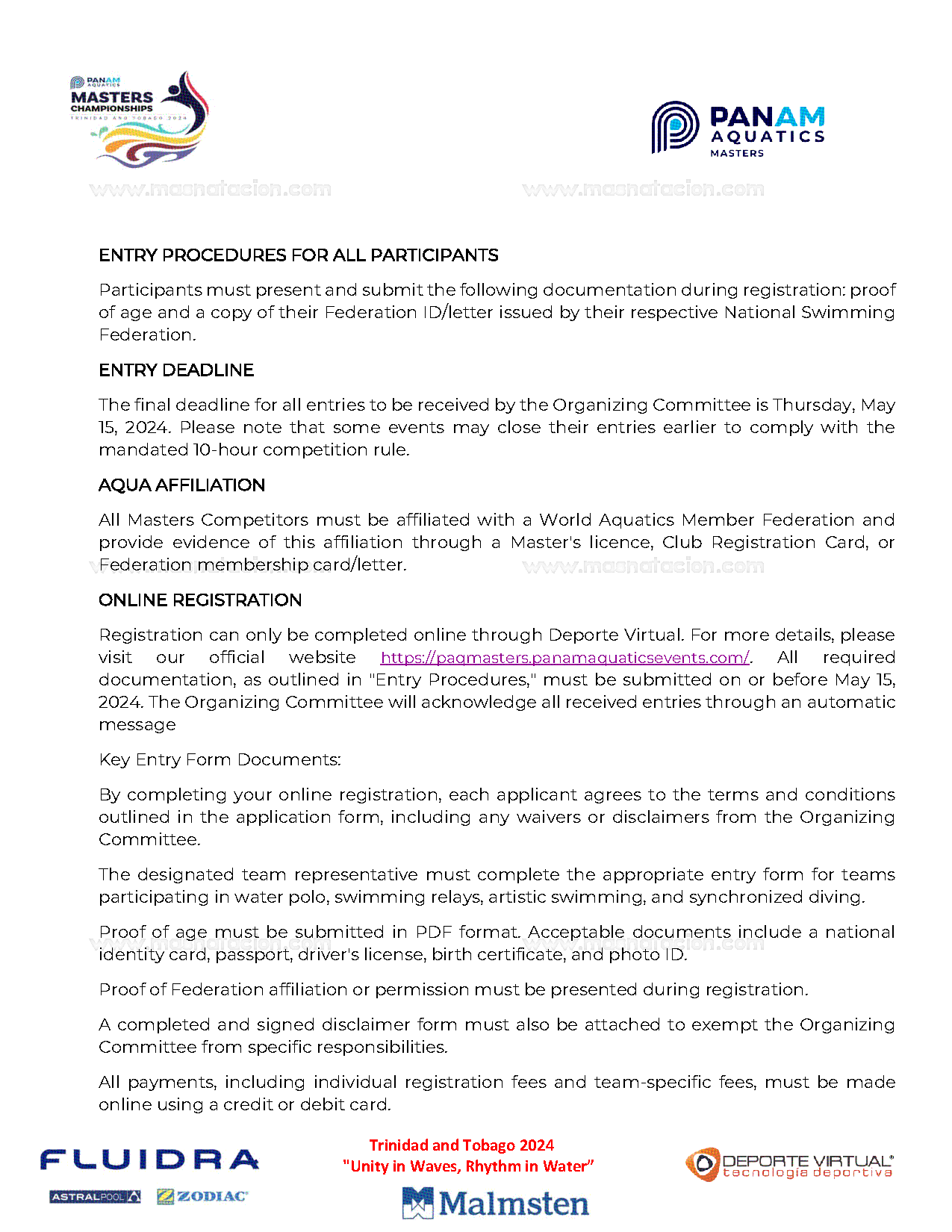 IX Panam Aquatics Masters Championships 2024 - Página 12
