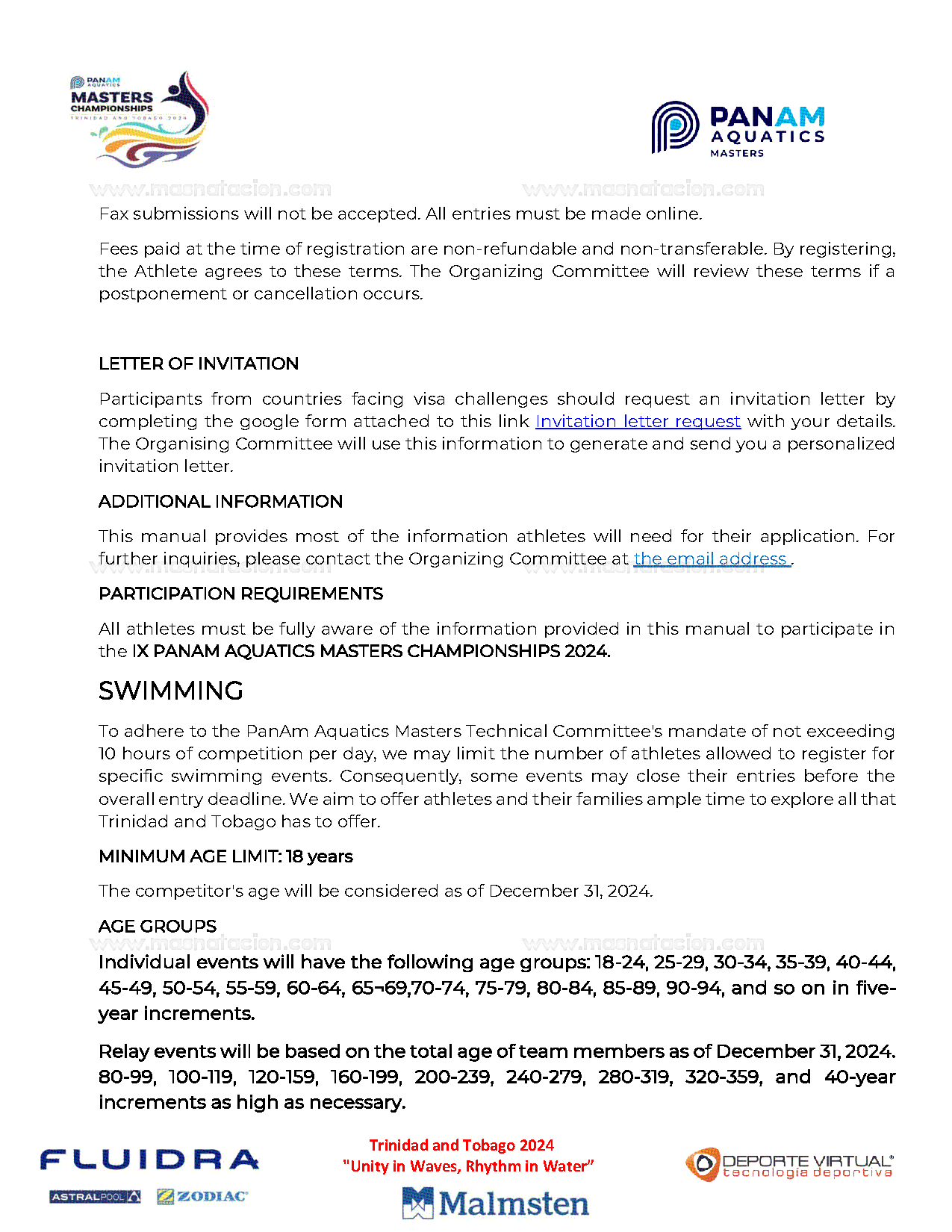 IX Panam Aquatics Masters Championships 2024 - Página 13