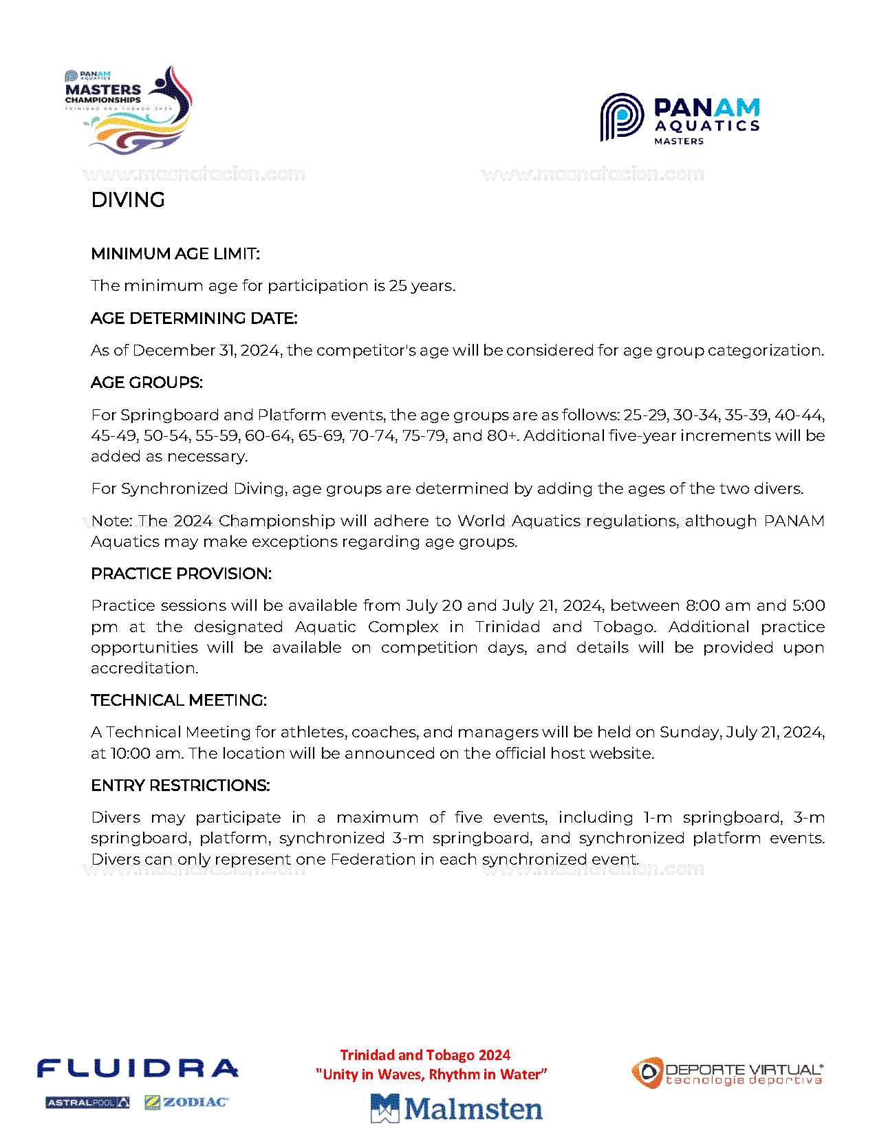 IX Panam Aquatics Masters Championships 2024 - Página 18