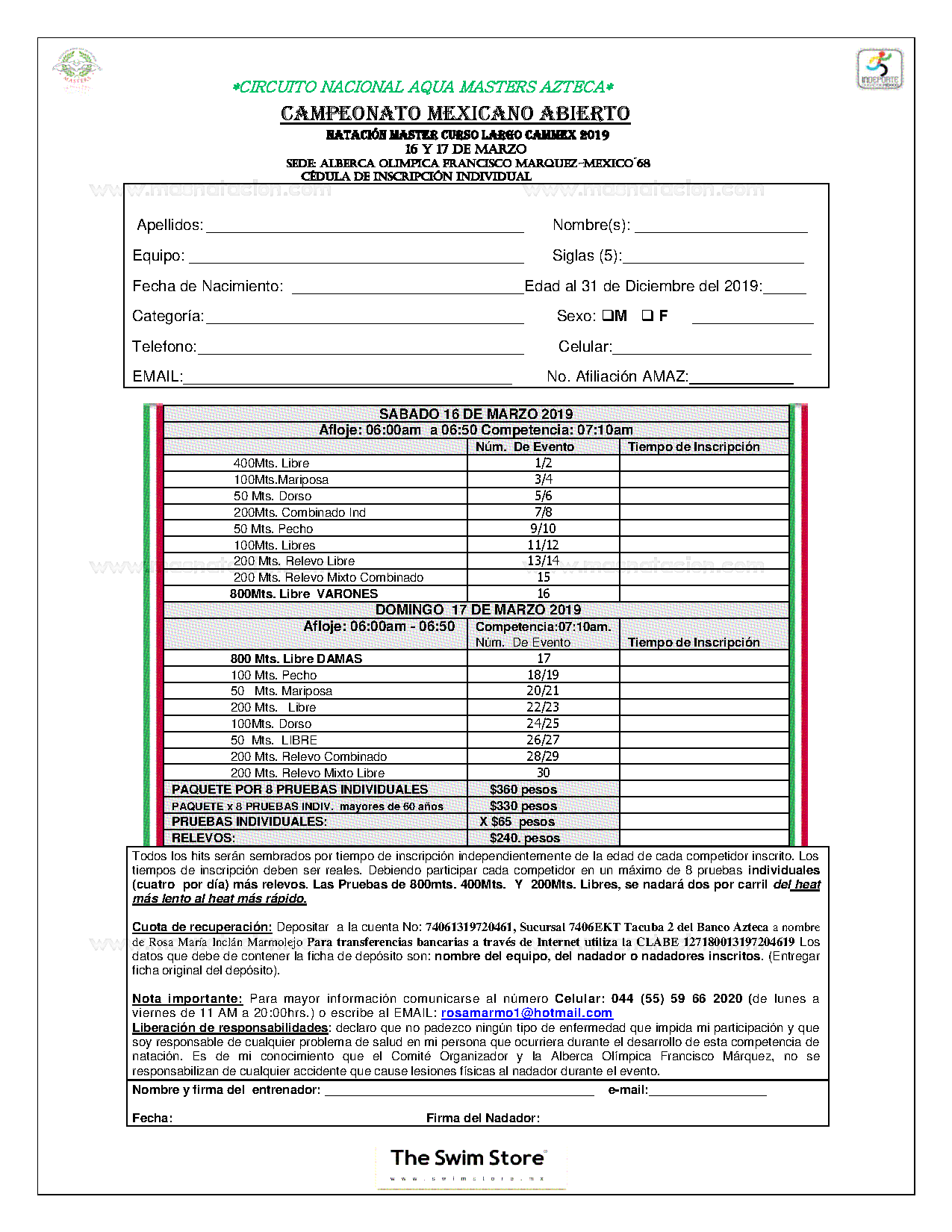 Campeonato Mexicano Abierto Natación Master Curso Largo 2019 - Página 4