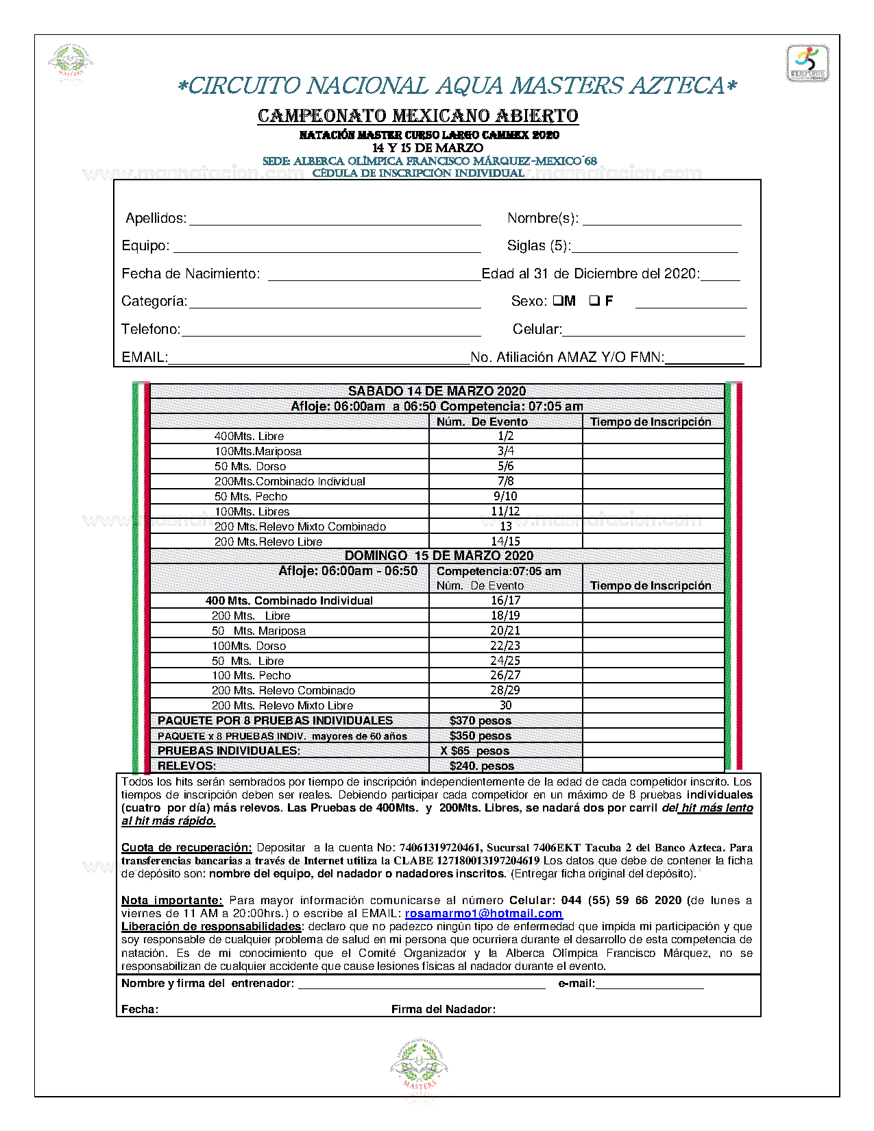 Campeonato Mexicano Abierto de Natación Master Curso Largo Cammex 2020 - Página 4