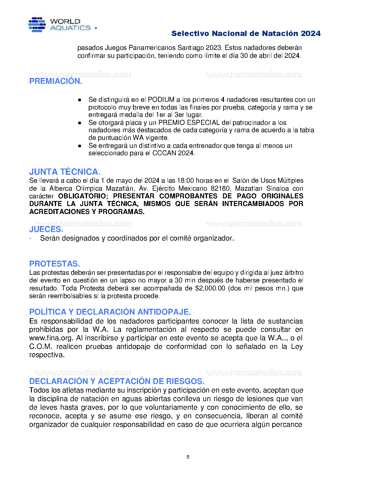 Selectivo Nacional de Natación 2024 - Página 5