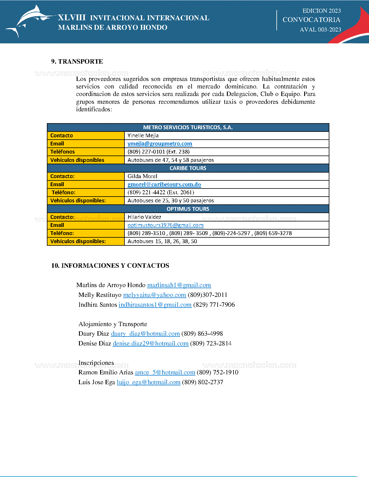 Xvliii  Invitacional Internacional de Natación Marlins de Arroyo Hondo 2023 - Página 11