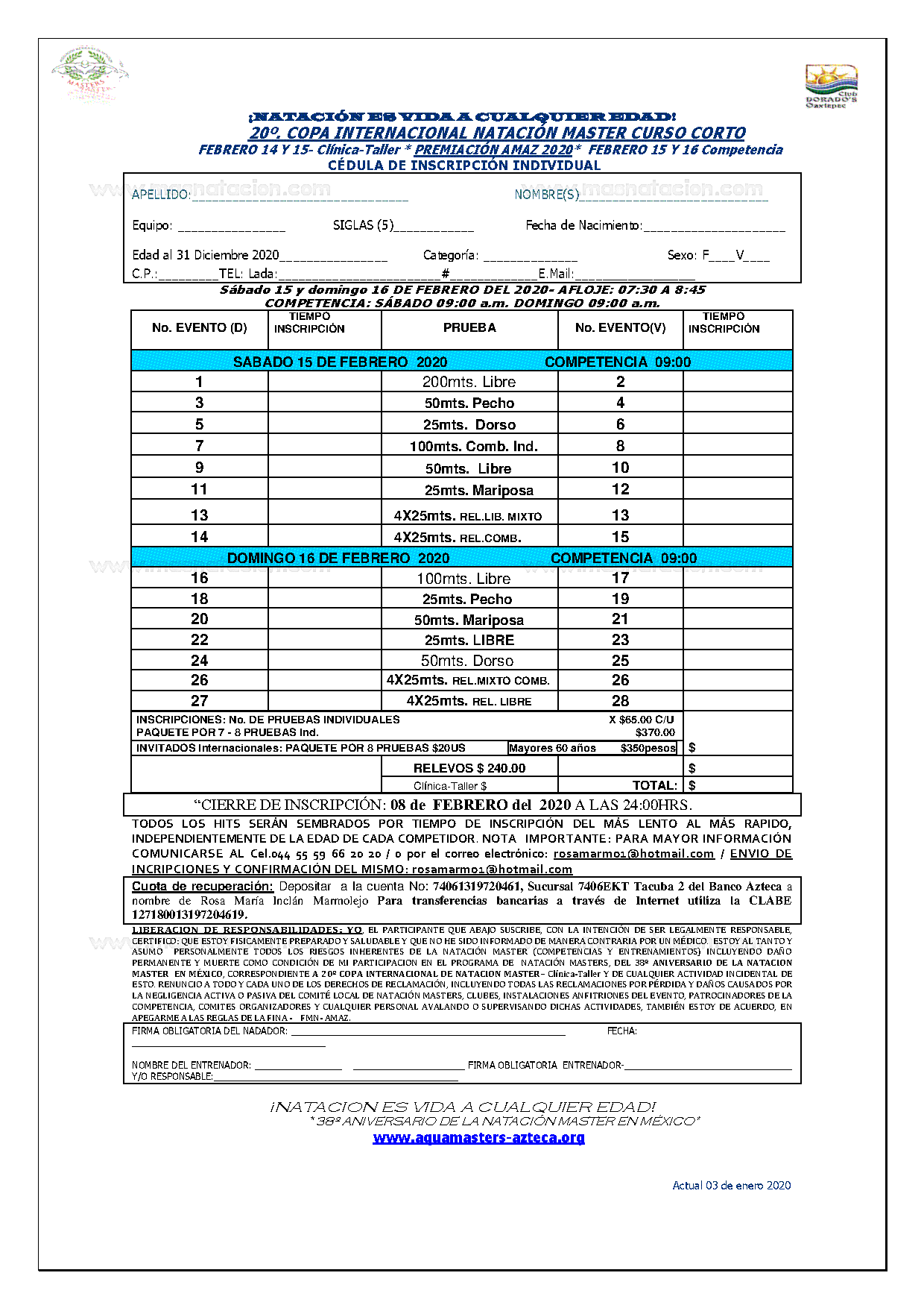 20ª Copa Internacional Aqua Masters Azteca 2020 - Página 4