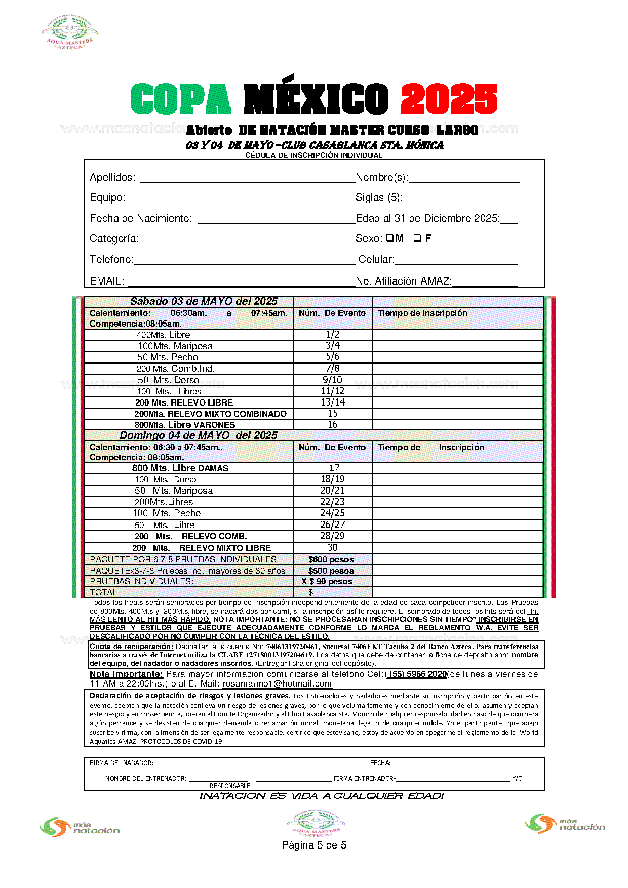 Copa México 2025 Abierto De Natación Master Curso Largo 2025 - Página 5