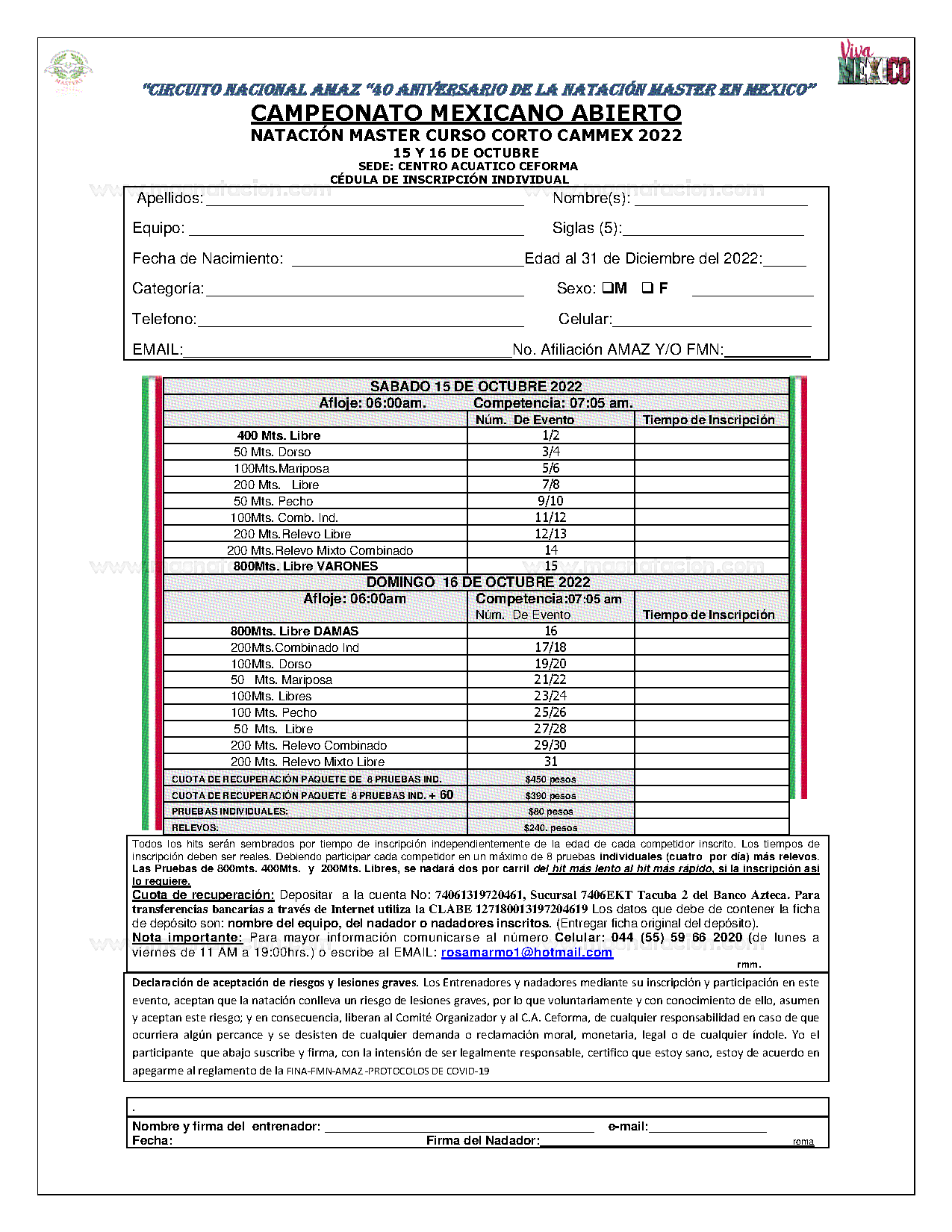 Campeonato Mexicano Abierto Natación Máster Curso Corto Cammex 2022 - Página 4