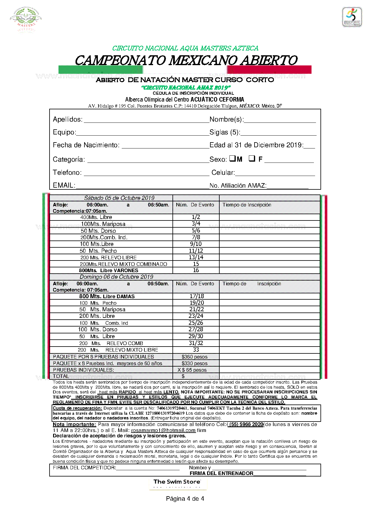 Abierto de Natación Master Curso Corto 2019 - Página 4