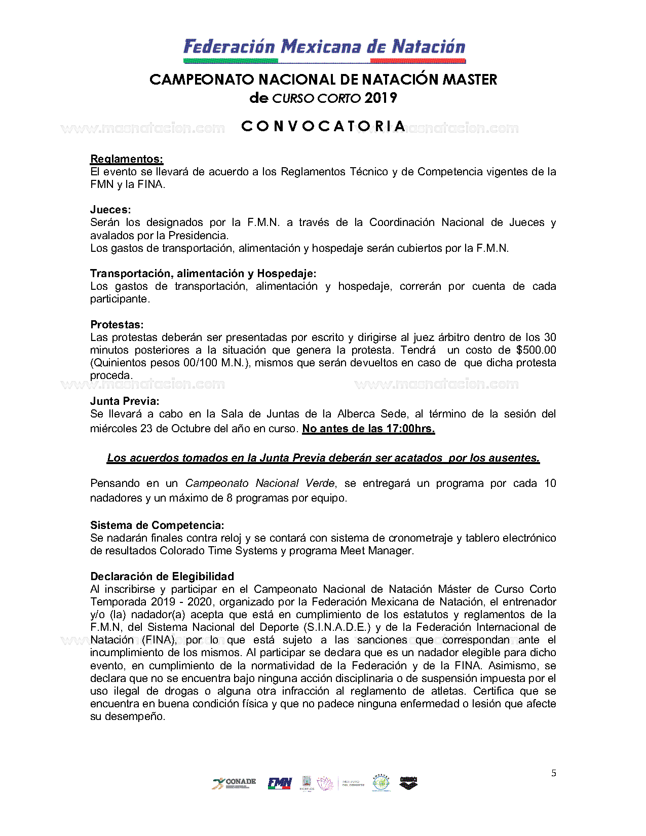 Campeonato Nacional De Natación Master de Curso Corto 2019 - Página 5