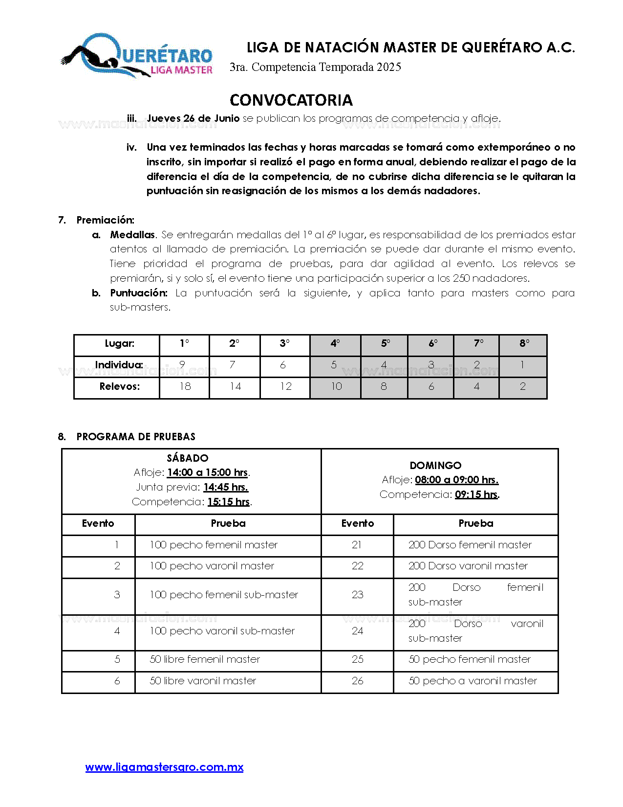 3ra. Competencia Temporada 2025 Liga De Natación Master De Querétaro - Página 5