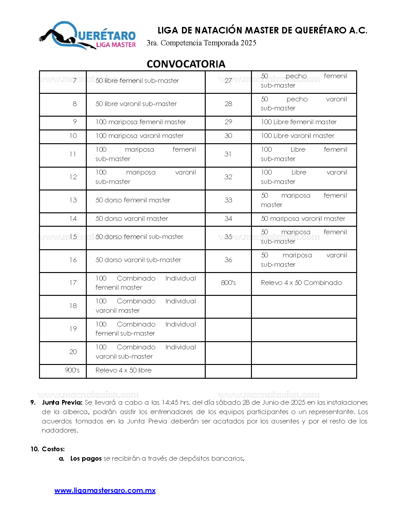 3ra. Competencia Temporada 2025 Liga De Natación Master De Querétaro - Página 6