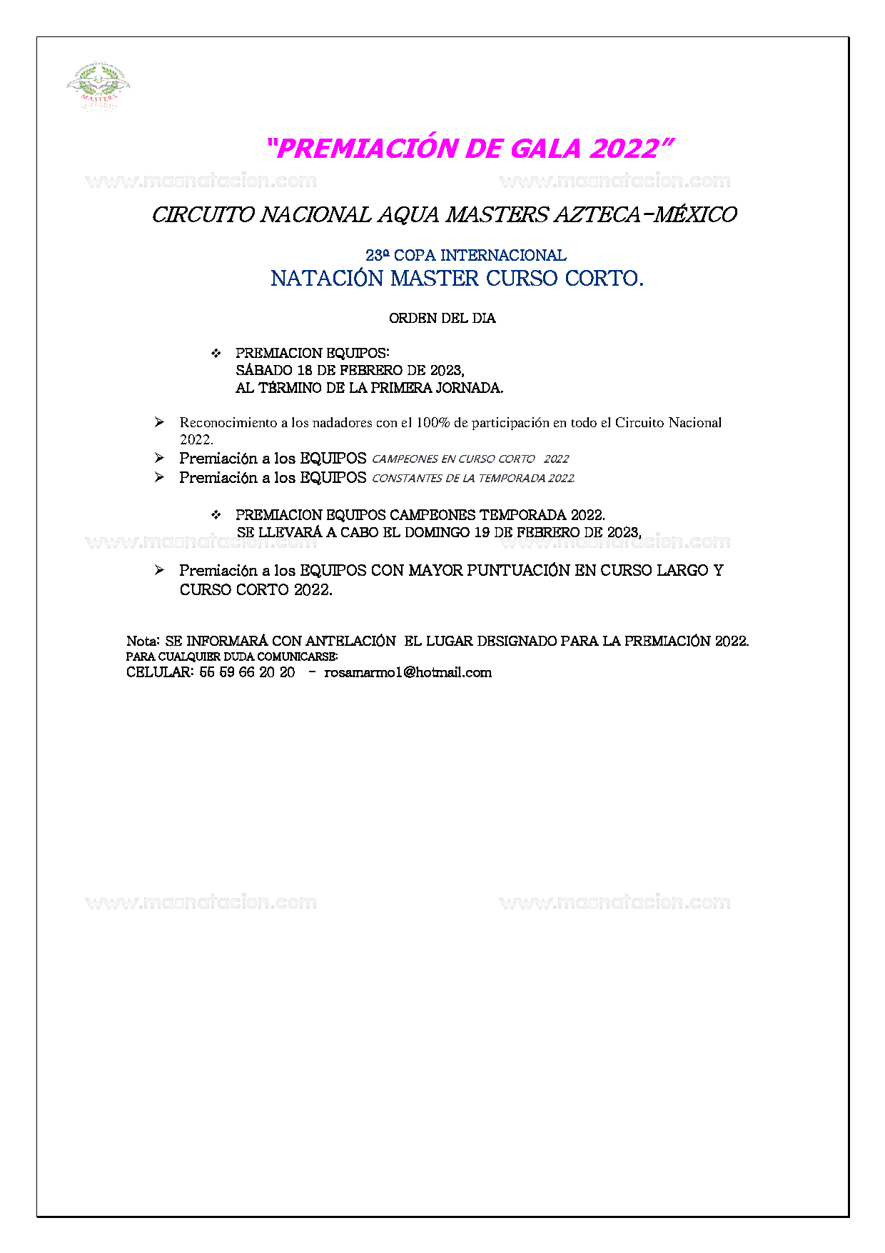 23a Copa Internacional Aqua  Masters Azteca 2023 - Página 6