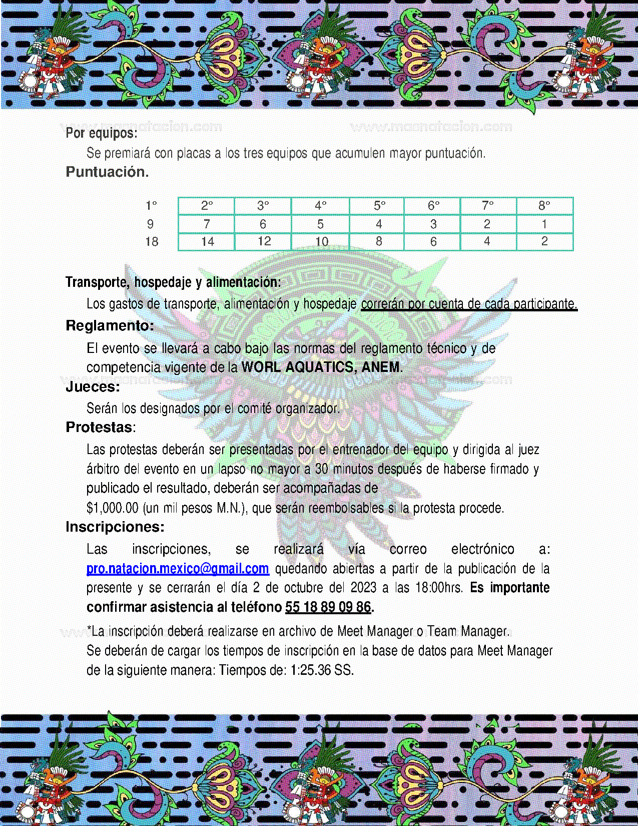 Campeonato de Natación Huitzilopochtli 2023 - Página 5