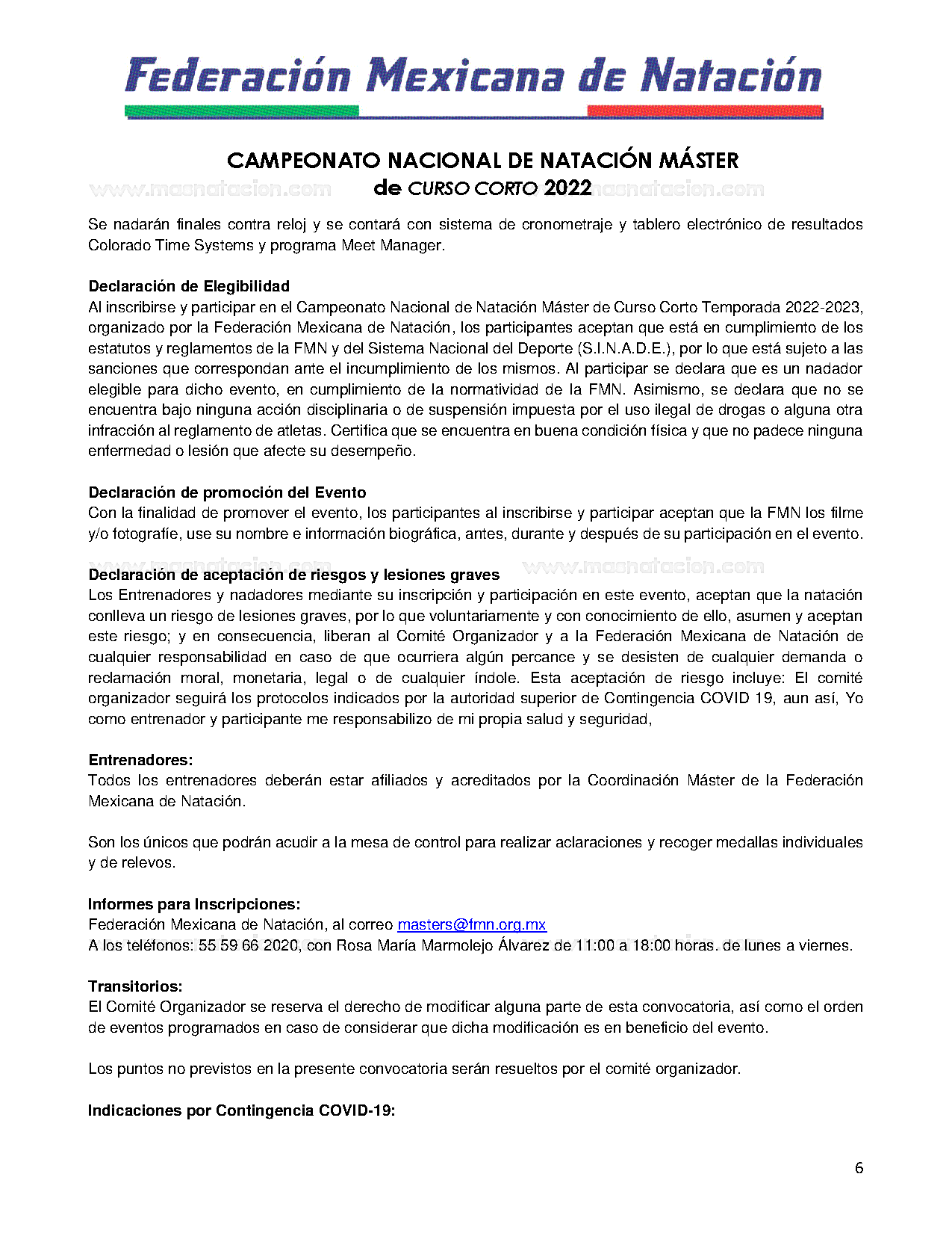 Campeonato Nacional De Natación Máster de Curso Corto 2022 - Página 6