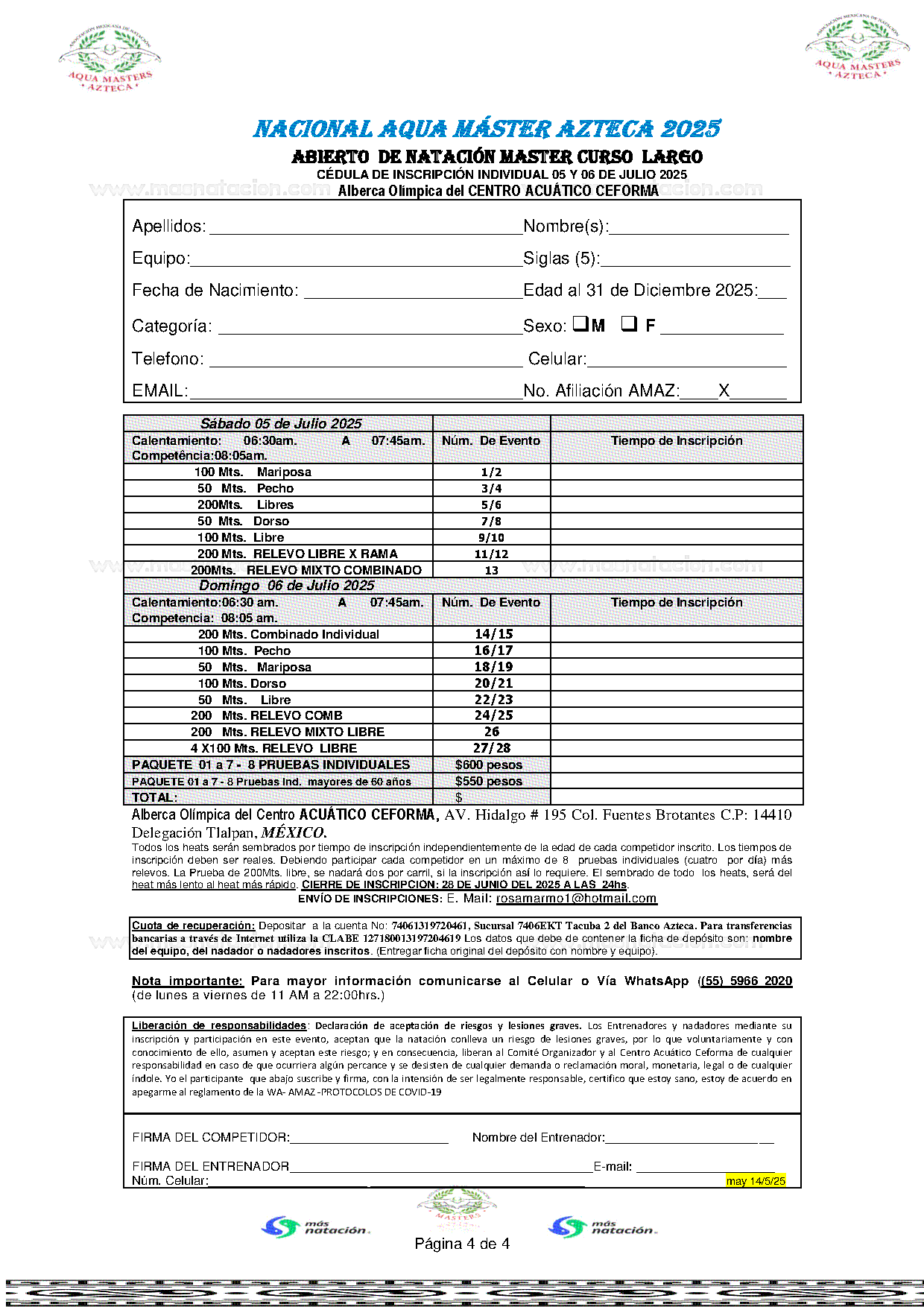 Nacional Aqua Máster Azteca 2025 - Página 4
