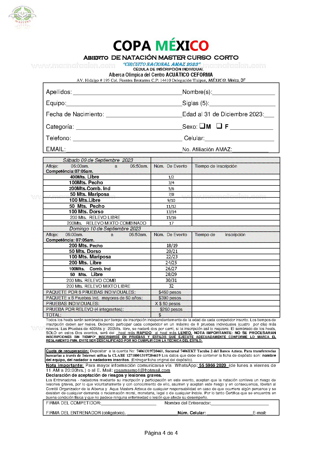 Copa México Abierto Natacion Master Curso Corto Amaz 2023 - Página 4