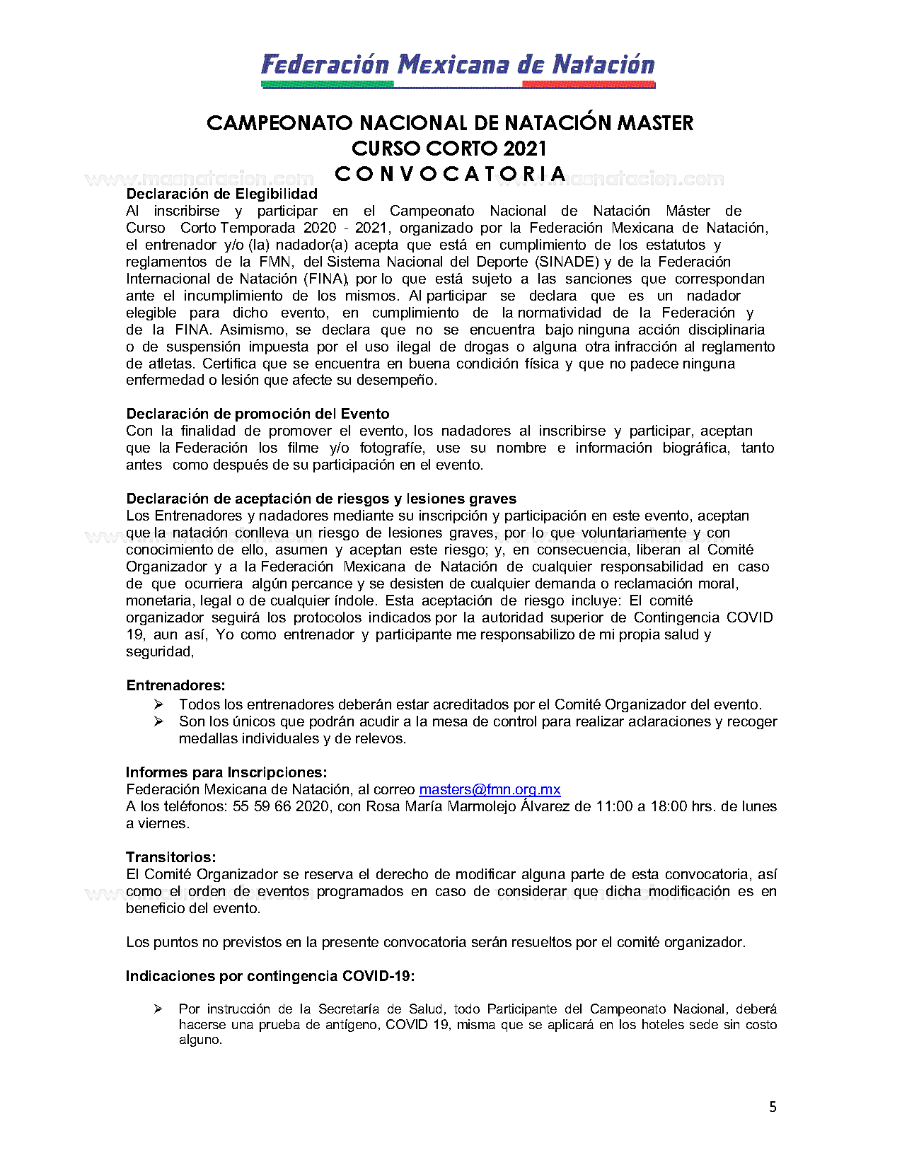 Campeonato Nacional de Natación Master Curso Corto 2021 - Página 5