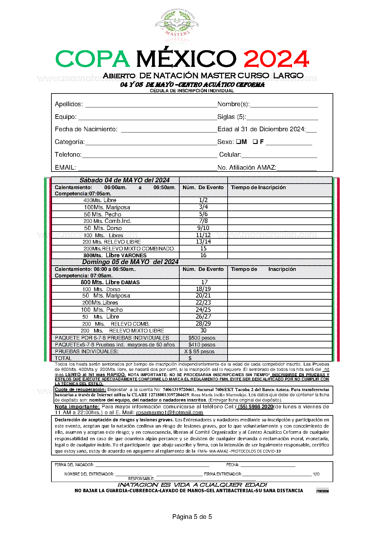 Copa México 2024 Abierto De Natación Master Curso Largo - Página 5