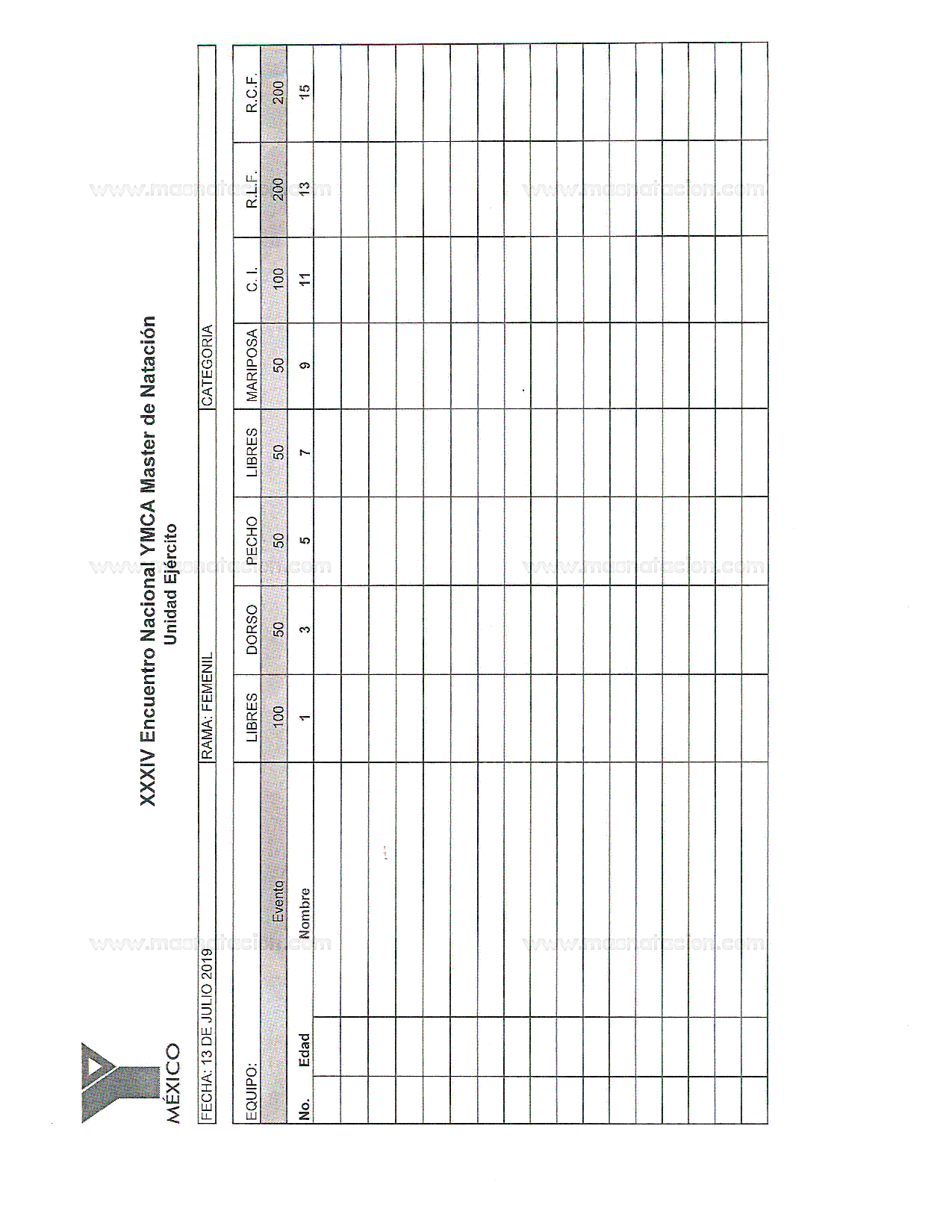 XXXIV Encuentro Nacional Ymca Master de Natación Curso Corto 2019 - Página 5