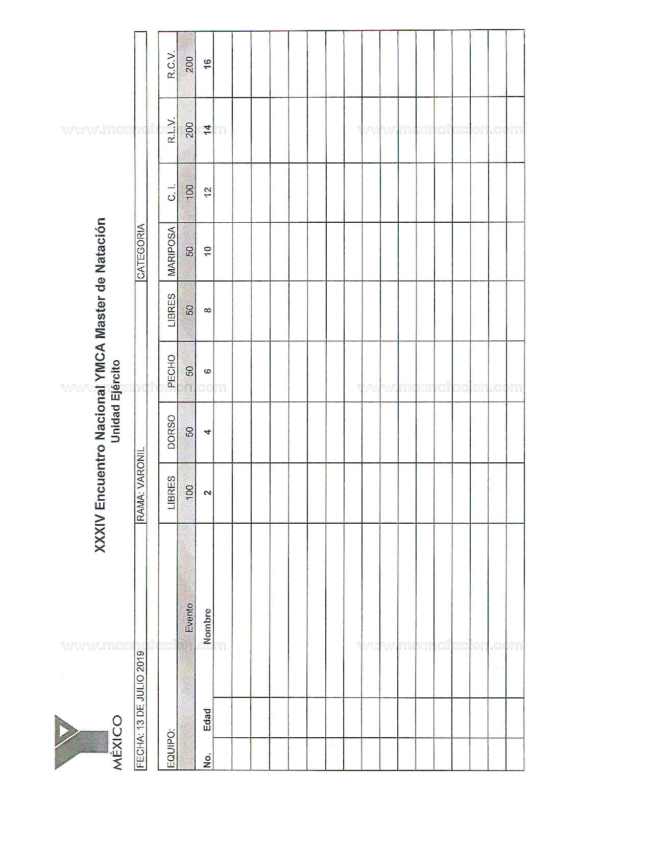 XXXIV Encuentro Nacional Ymca Master de Natación Curso Corto 2019 - Página 6