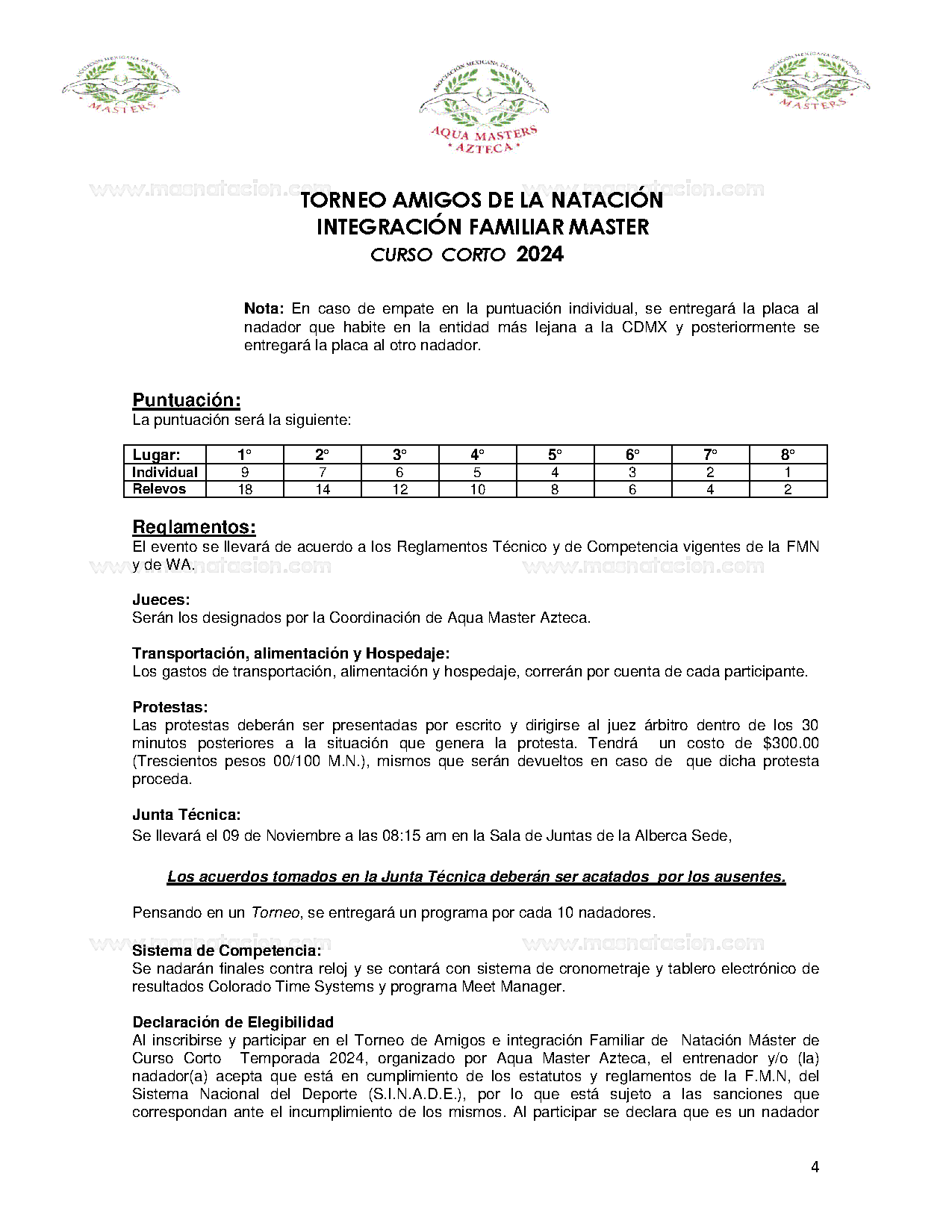 Circuito Nacional Aqua Máster Azteca ¡42 Años De La Fundación De La Natación Máster En México! 2024 - Página 4