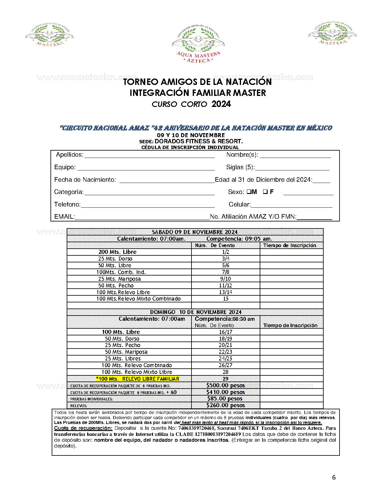 Circuito Nacional Aqua Máster Azteca ¡42 Años De La Fundación De La Natación Máster En México! 2024 - Página 6