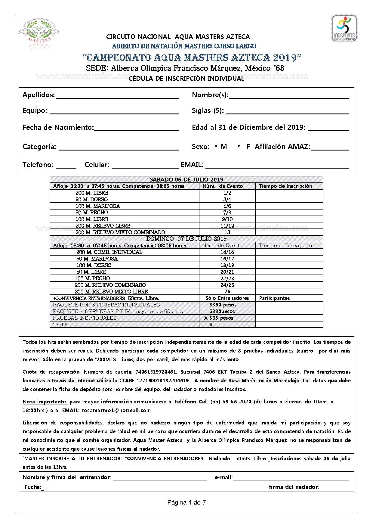 Abierto de Natación Masters Curso Largo Campeonato Aqua Masters Azteca 2019 - Página 4