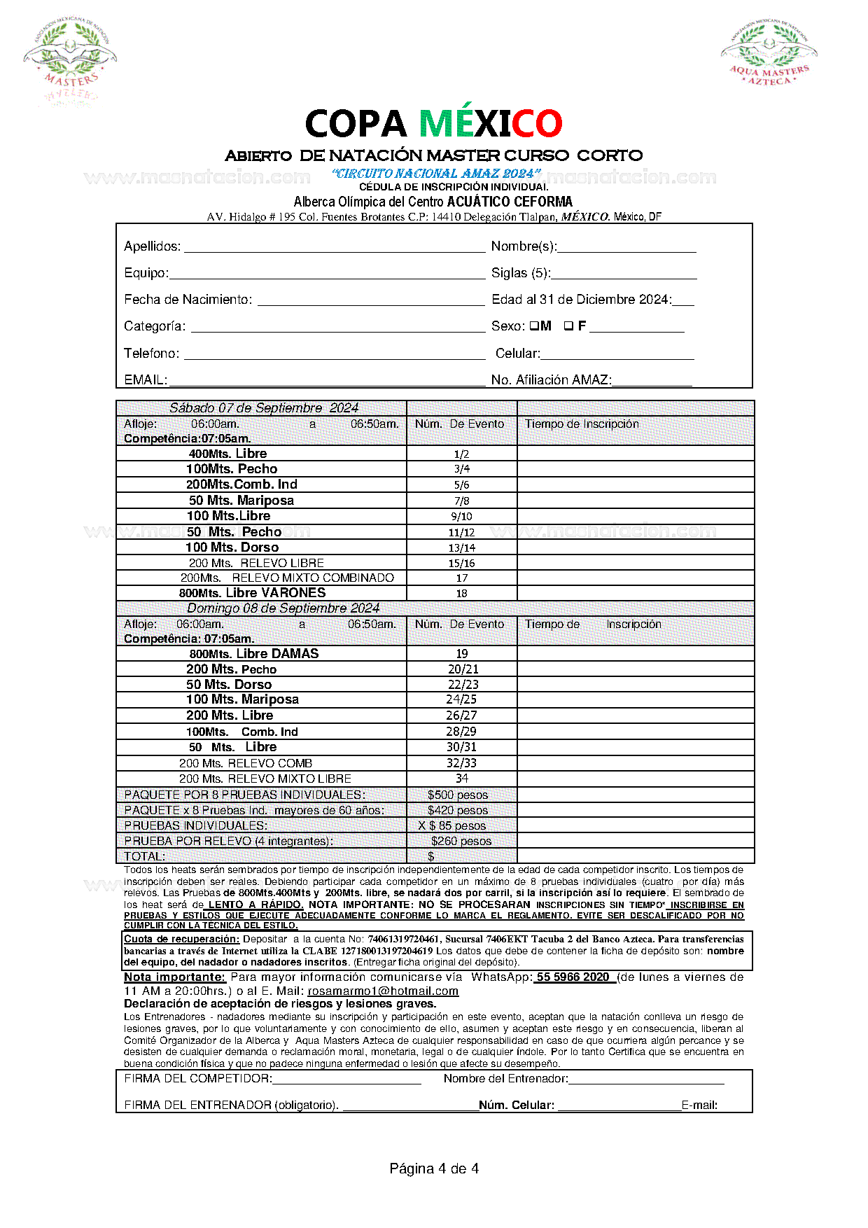 Copa México Abierto Natación Master Curso Corto 2024 - Página 4