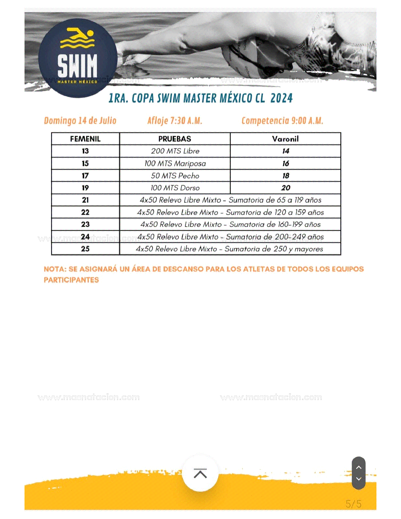 1era Copa de Natación Swim Máster México 2024 - Página 5