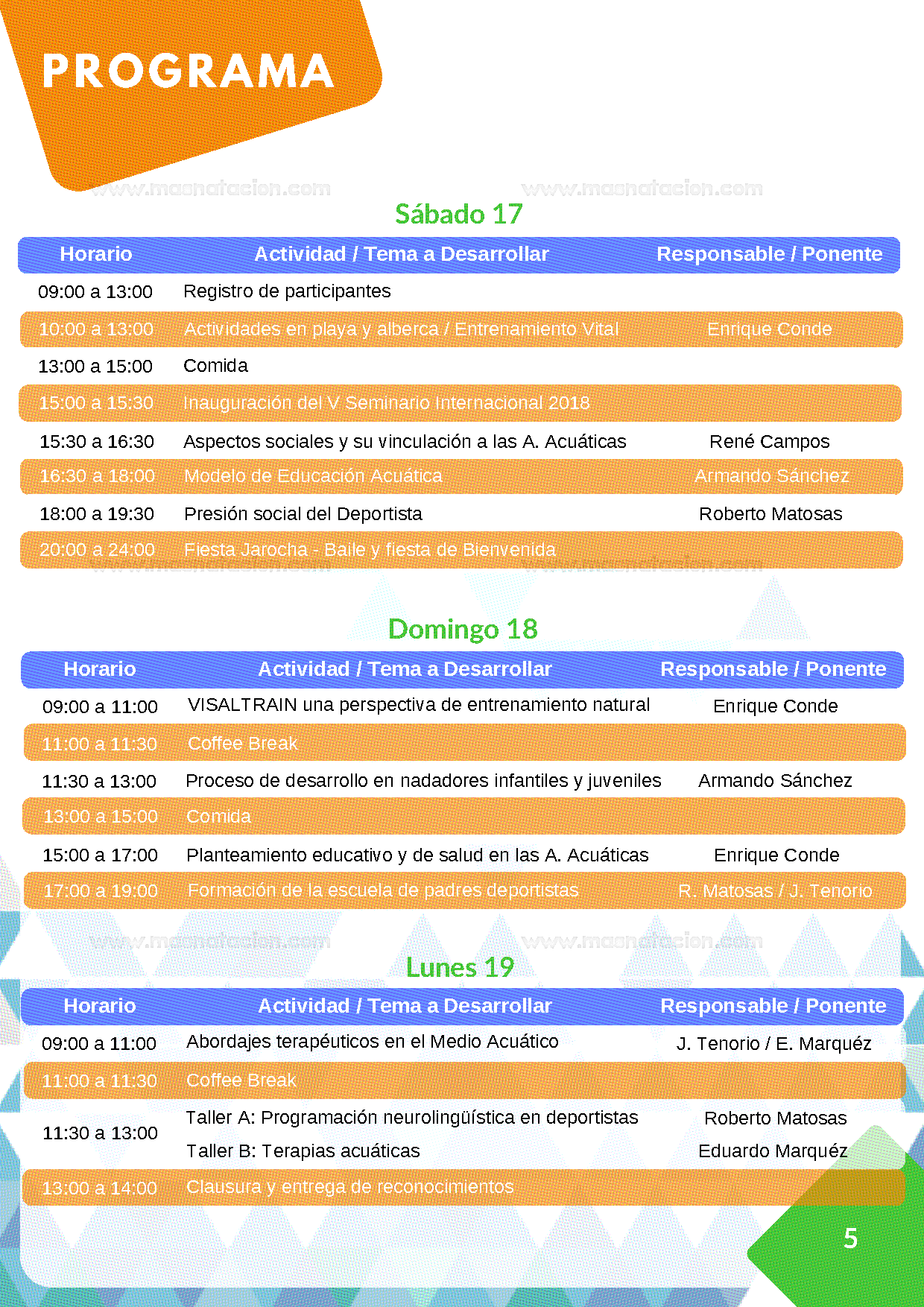 Seminario Internacional de Actividades Acuáticas 2018 - Página 5