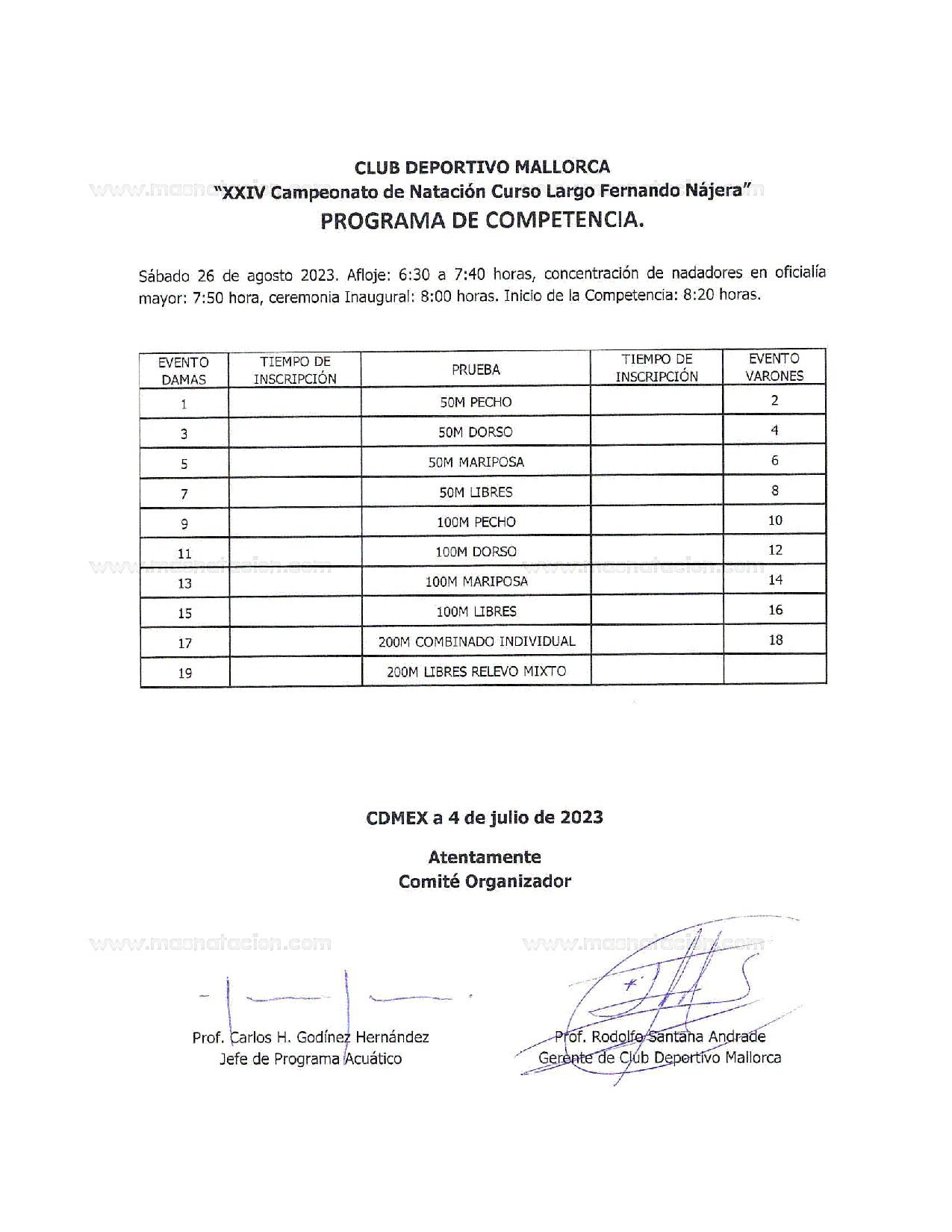 XXIV Campeonato de Natacion Curso Largo Fernando Najera 2023 - Página 4