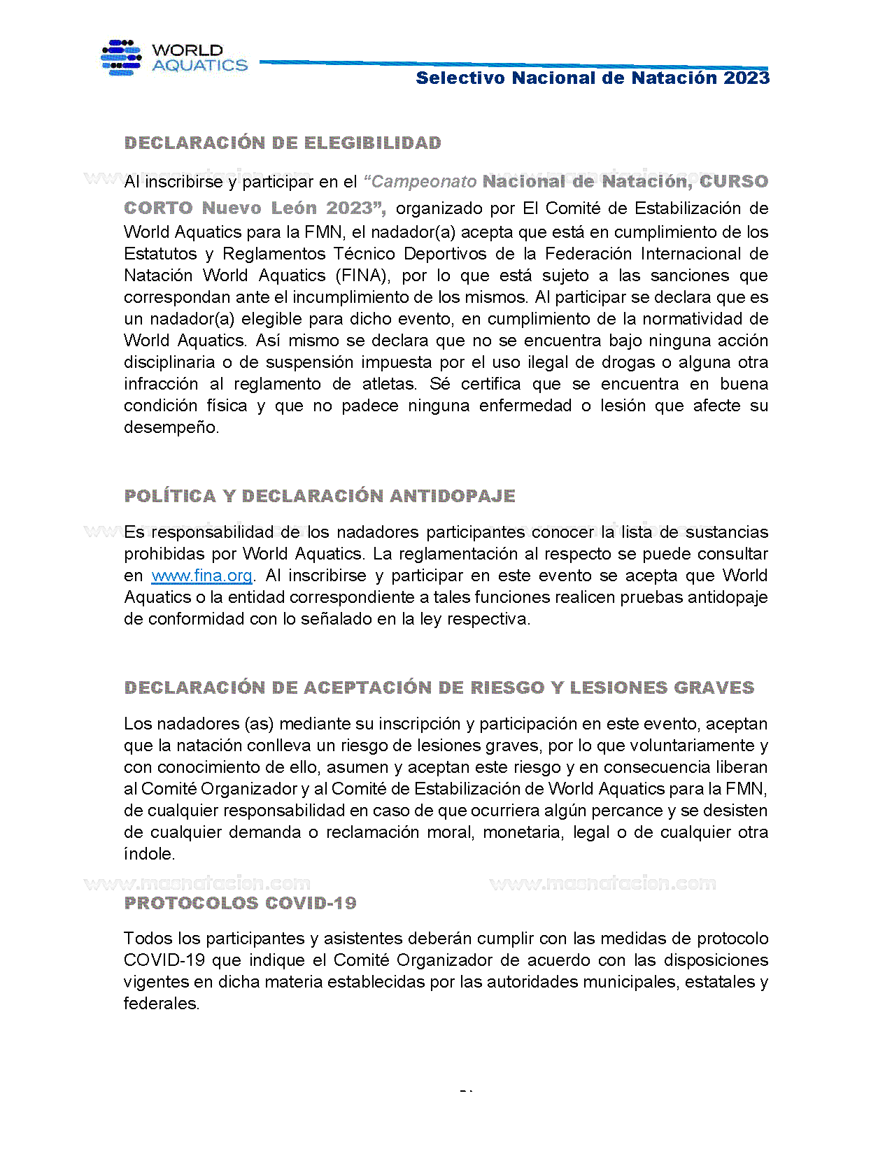 Campeonato Nacional Curso Corto de Natación, Nuevo León 2023 - Página 10