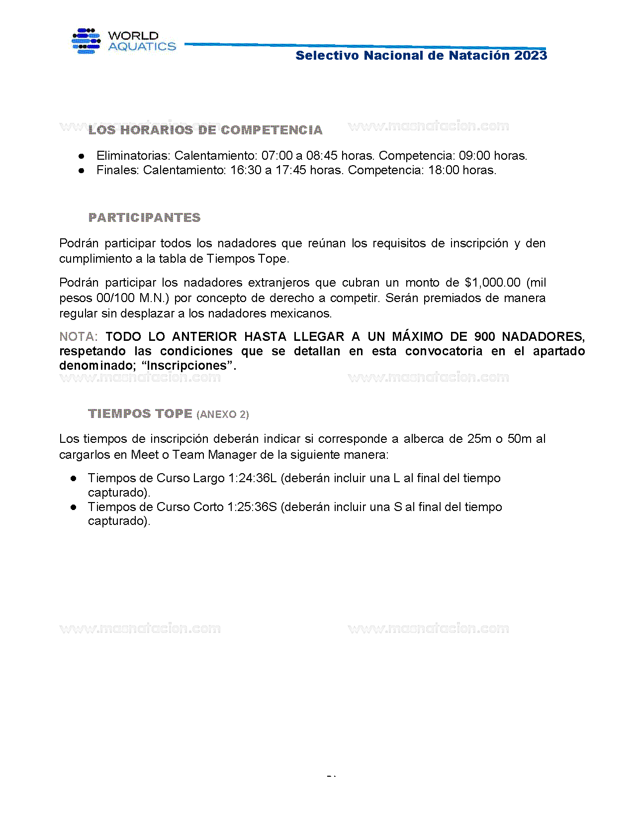 Campeonato Nacional Curso Corto de Natación, Nuevo León 2023 - Página 7