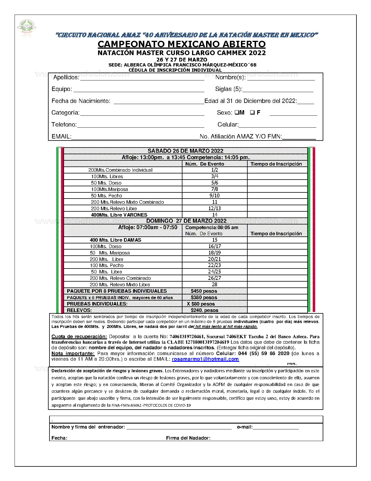 Campeonato Mexicano Abierto Natación Máster Curso Largo Cammex 2022 - Página 4